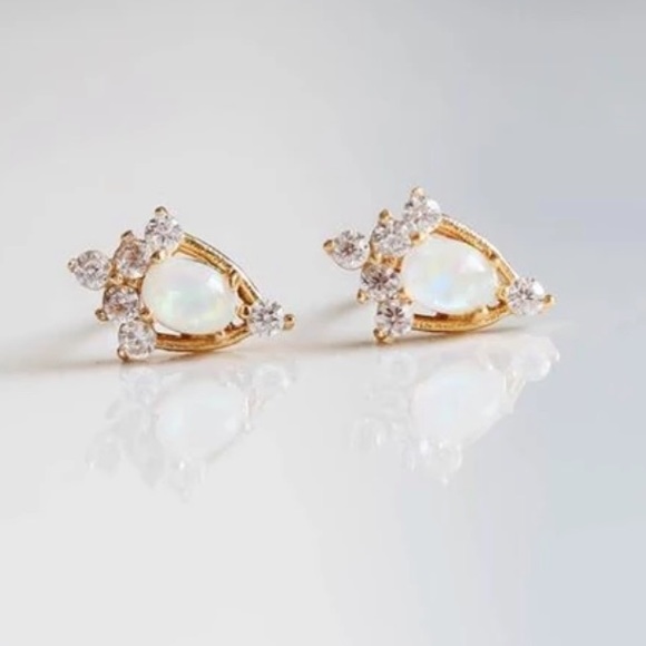 Dainty Fire Opal Earrings - Picture 4 of 6